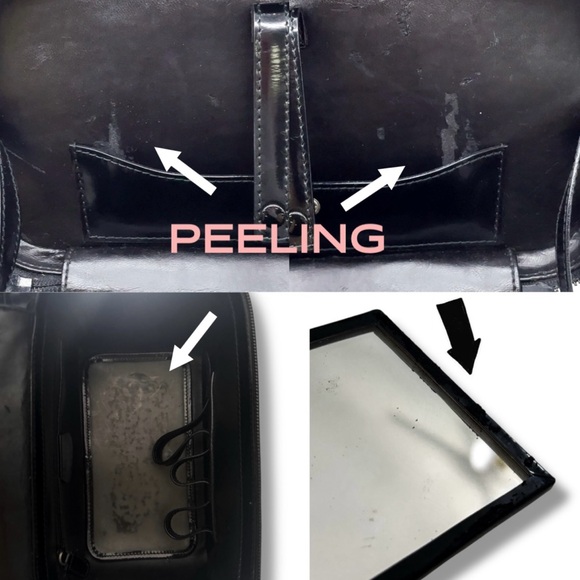 🖤💄SOLD💄🖤 VTG 90s GUCCI Black Patent Leather Vanity Case Bag w/ Bamboo Handle - Picture 13 of 15